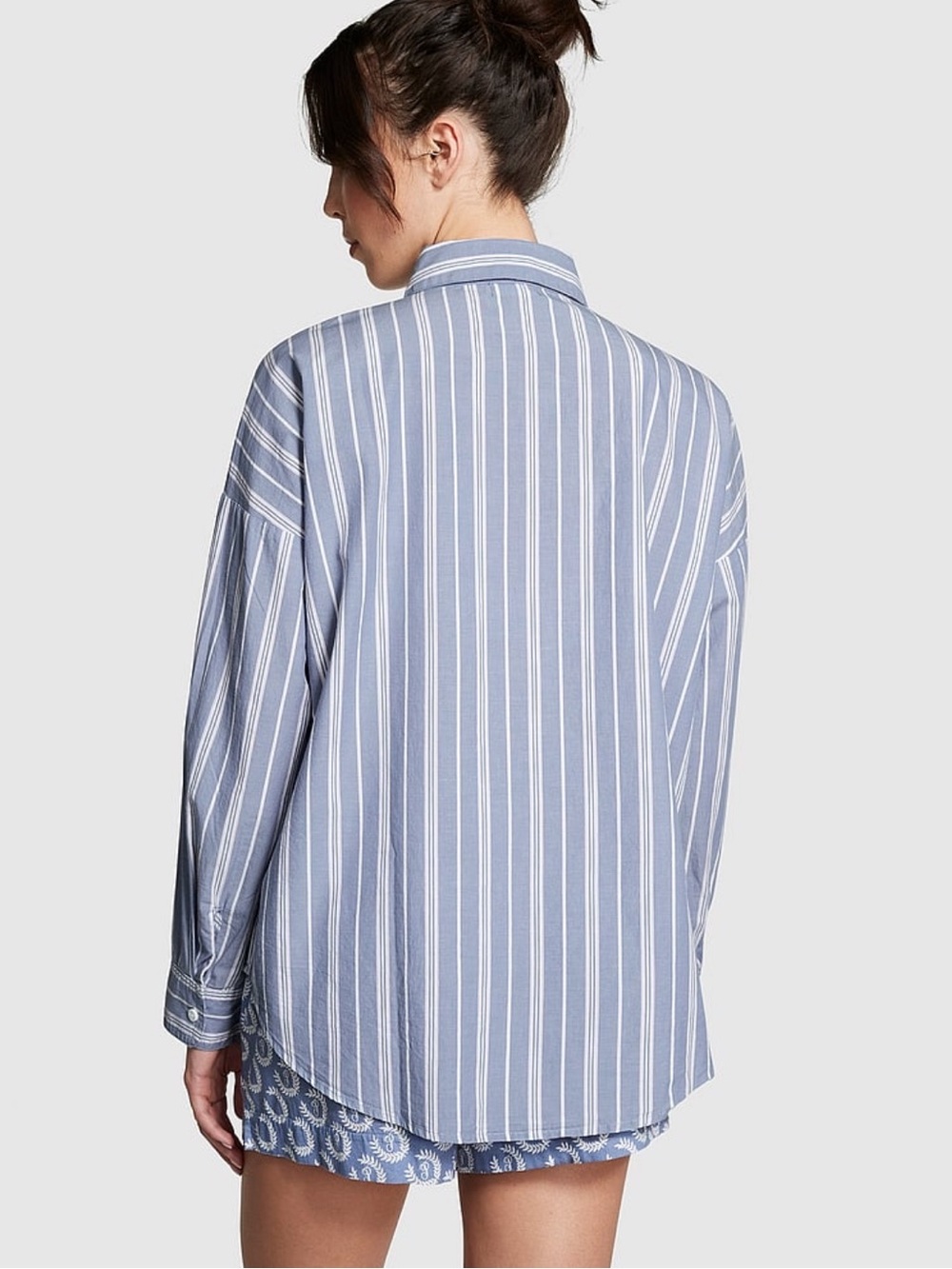 Striped Button-Front Shirt - Blue - Picture 2 of 8
